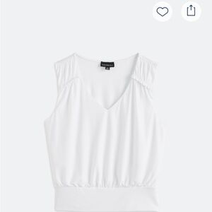 White V-Neck Sleeveless Blouse